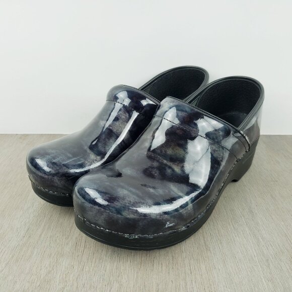 Dankso Women Size 40 US 9 Blue Gray Nursing Slip On Clogs Marbled Pewter Italy - Picture 1 of 10